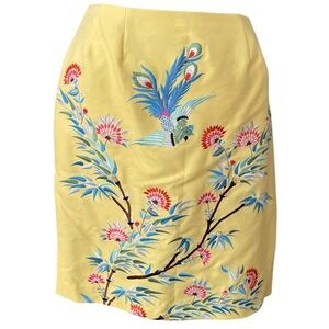 Doncaster yellow colorful embroidered mini skirt summer sunshine size 4 skirt